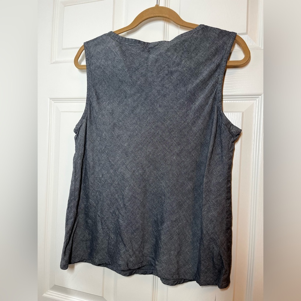 Eileen Fisher Gray Linen Blend Sleeveless Tank Top Size Large - Picture 2 of 7
